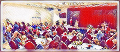 A watercolor rendering of one of our latest TryVegan events.